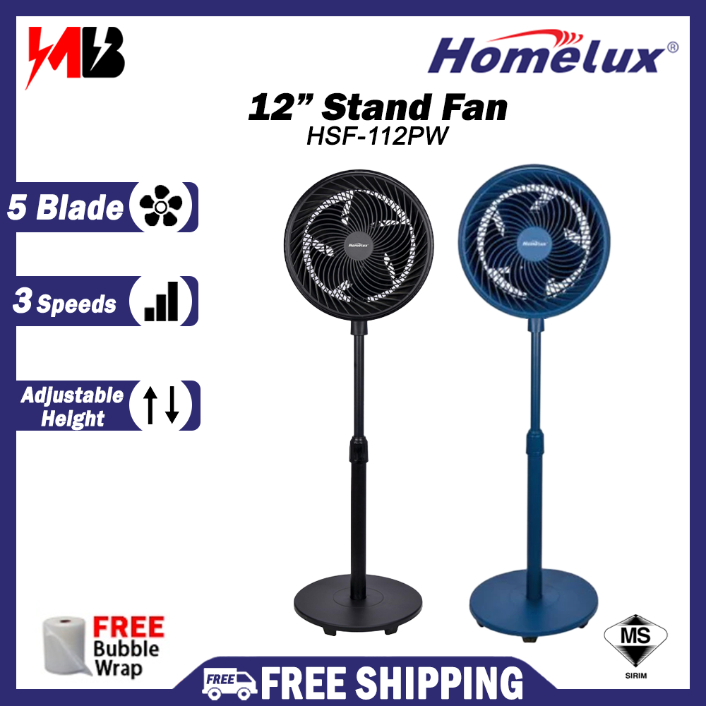 [NEW] Homelux 12'' Jet Air Stand Fan / Table Fan / Living Fan / 12'' Fan Blade (Grey) | HSF-112PW  Kipas Angin 風扇家用