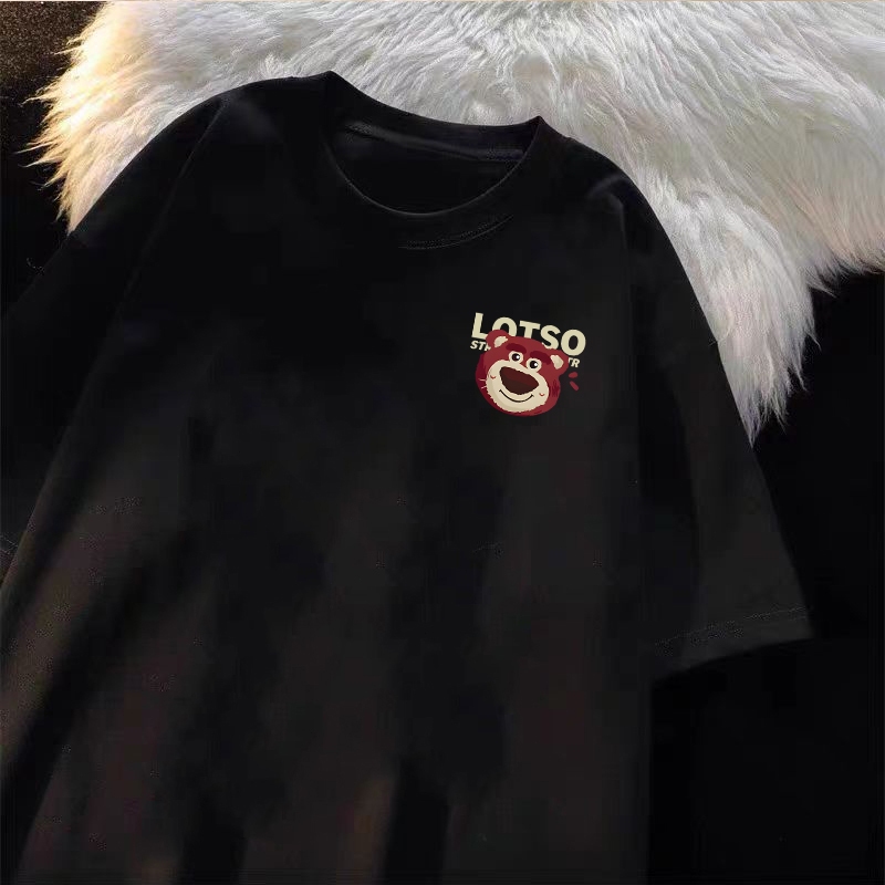 Korea style Baju wanita | Oversize T-shirt 100% kapas | Reka bentuk beruang yang comel top kasual yang bergaya
