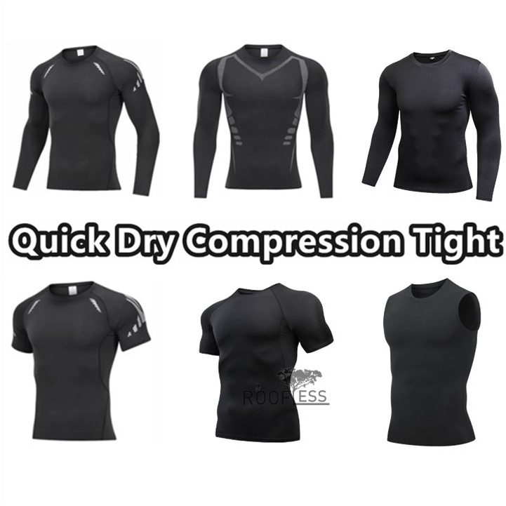 ROOFLESS Compression Shirt Men Baju Tight Lelaki Lengan Panjang Tight Shirt Baju Sukan Lengan Panjang Baju Fit Lelaki