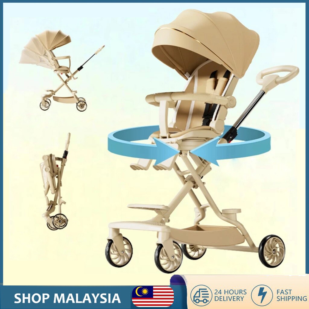 Baby Stroller Easy To Fold Portable Sit And Lie Down Reversible Two Way