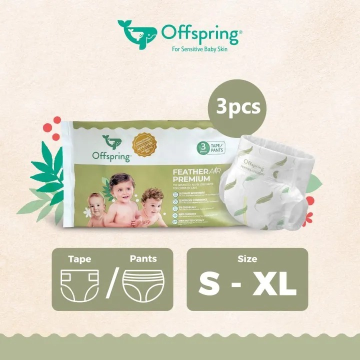 Offspring FeatherAir Premium Diapers Tape/Pants Trial S/M/L/XL (3pcs)
