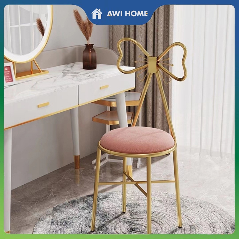 【AWI HOME】Modern Nordic butterfly chair, velvet makeup table, stool, backrest, and dressing stool are simple and elegant