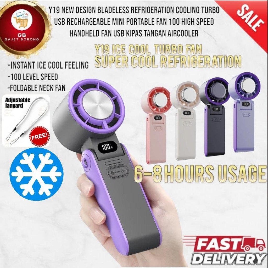 Y19 New Design Bladeless Refrigeration Cooling Turbo USB Rechargeable Mini Portable Fan 100  HandFan Usb KIPAS TANGAN