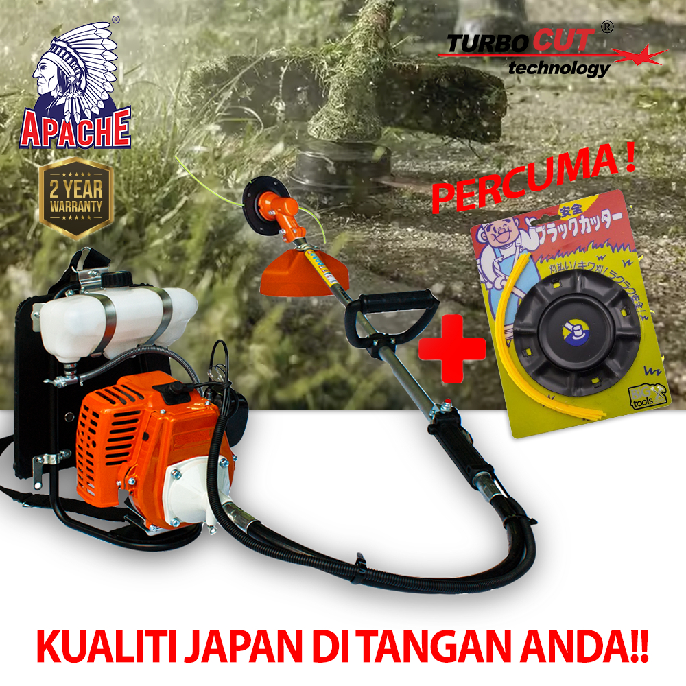 APACHE/BRAVADO BG328 | 32.8cc Super Heavy Duty Garden Trimmer | Backpack Brush Cutter | Grass Mesin Potong Rumput Kebun