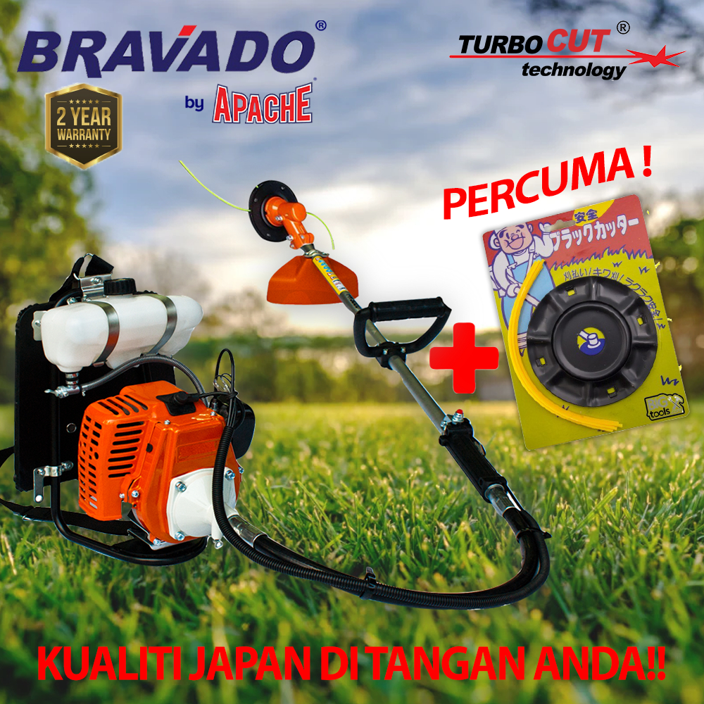 APACHE/BRAVADO TurboCUT® BG328 Heavy Duty Mesin Potong Rumput | Backpack Brush Cutter | Grass Trimmer | 2 TAHUN WARRANTY