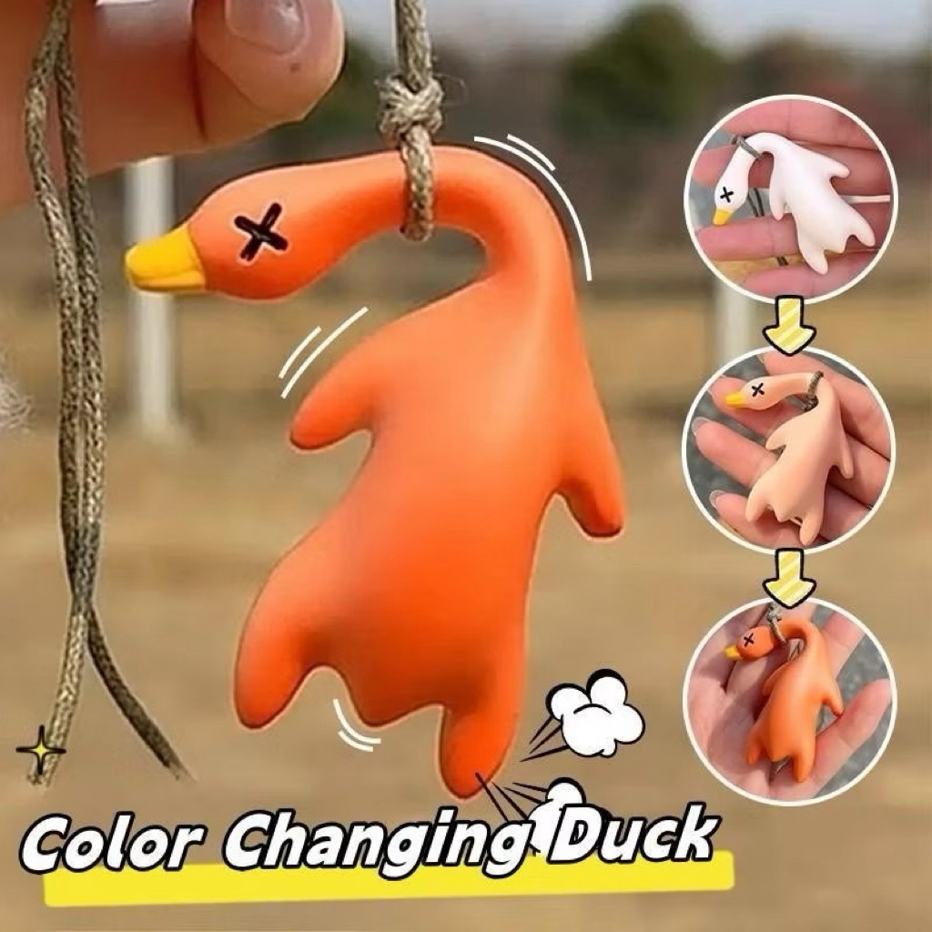 UV DUCK New design color-changing roast duck pendant Large size 4.7×5.4CM Sunlight turns red Resin material 变色烤鸭挂件