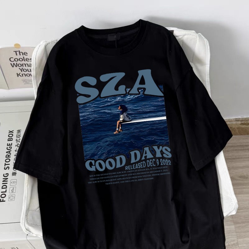 Korean women clothing | Oversized Crew Neck T-shirt 100% cotton | SZA print  stylish casual tops y2k