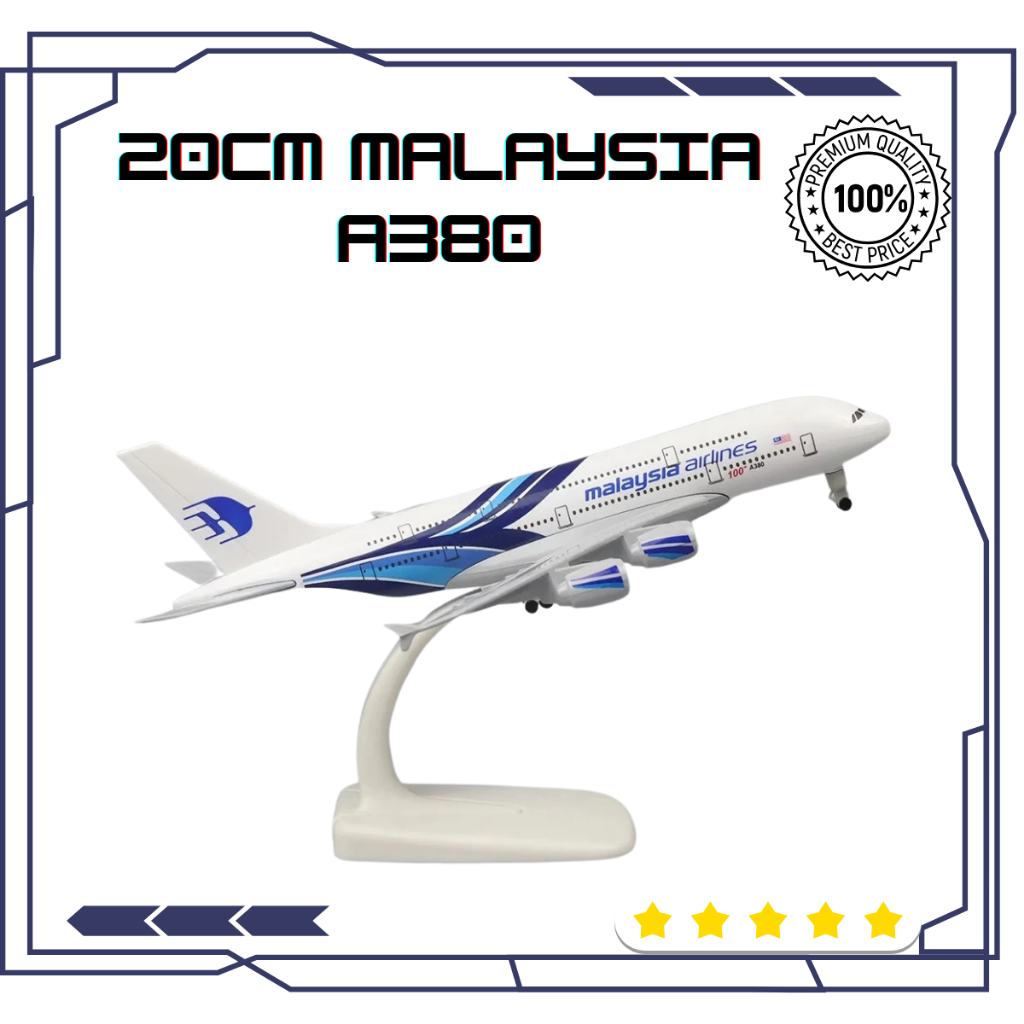 20CM Malaysia Airlines Airbus A380 with Wheel Landing Gear Metal Aircraft Diecast Air Plane Model Toys