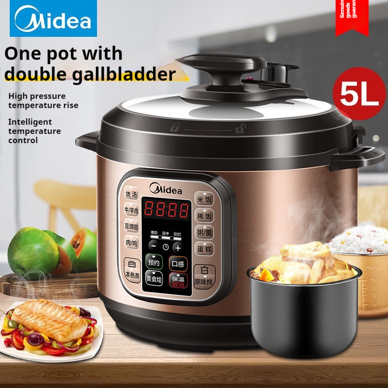 Midea Large-Capacity Single or Dual Pot Electric Pressure Cooker with Smart Timer and Bottom Heating