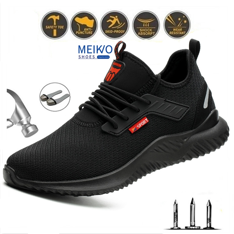 Kasut Keselamatan Fesyen Kasut Kerja Anti Tembus Berkuku Baja Lelaki Ringan (MEIKO)
