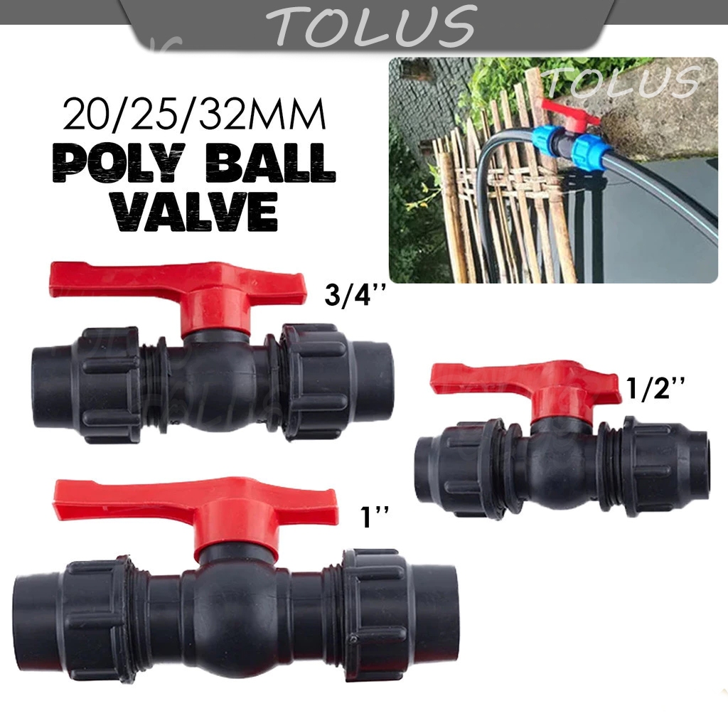 HDPE Poly Ball Valve Stopcock 20mm 25mm 32mm PE Connector Tube Pipe Irrigation System Stop Tap Ball Valve TOLUS