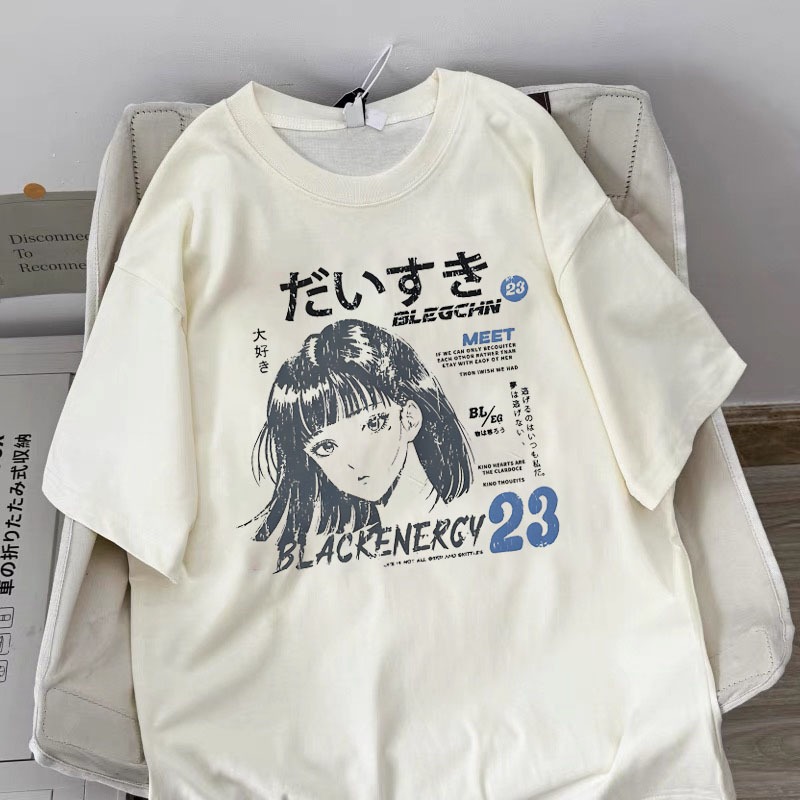 Korean style women clothing | Oversized Crew Neck T-shirt 100% cotton | cartoon print  stylish casual tops y2k