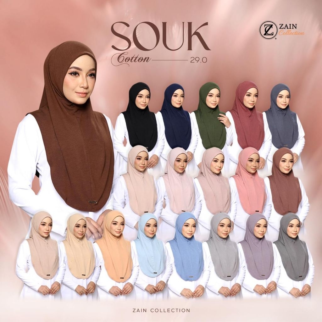Zain Collection Tudung Sarung Cotton Korea Premium Sauk Saiz S/M/L Sejuk Murah Borong Sukan Sport Sauk