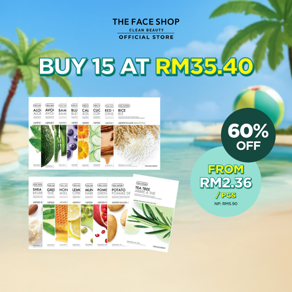[Shopee No.1 Daily Mask] [THE FACE SHOP Official] Real Nature Mask Sheet Facial Masker Muka 面膜 Korea