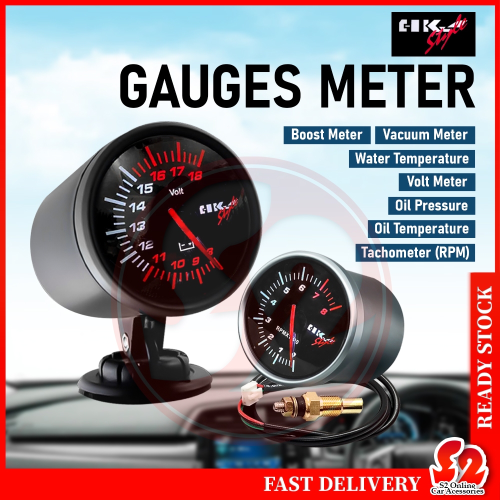 HKSTYLE Gauges Series Stepper Meter Smoke Gauge BOOST , RPM ,VACUUM ,VOLTAGE ,WATER TEMPERATURE