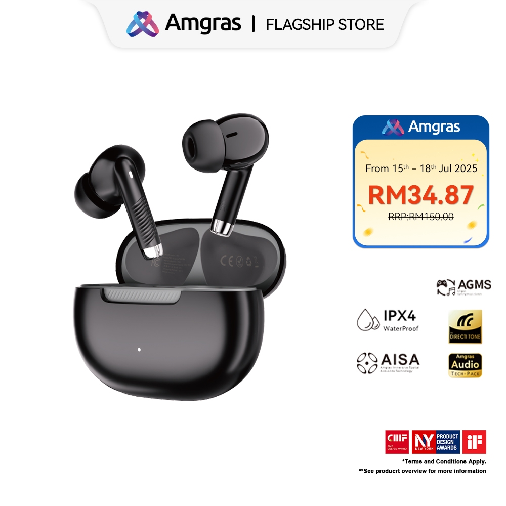 Amgrass Spirit Pro Bluetooth Earbuds Wireless Earbud Noise Reduction Earphone Music Gaming Dual Mode Low Latency BT 5.4
