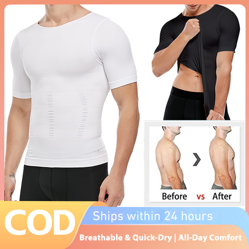 Mens Slimming High Elastic T Shirt / Slim Fit Body Shaper for Men / Lelaki Undershirt / Compression Shirts Vest / Shapew