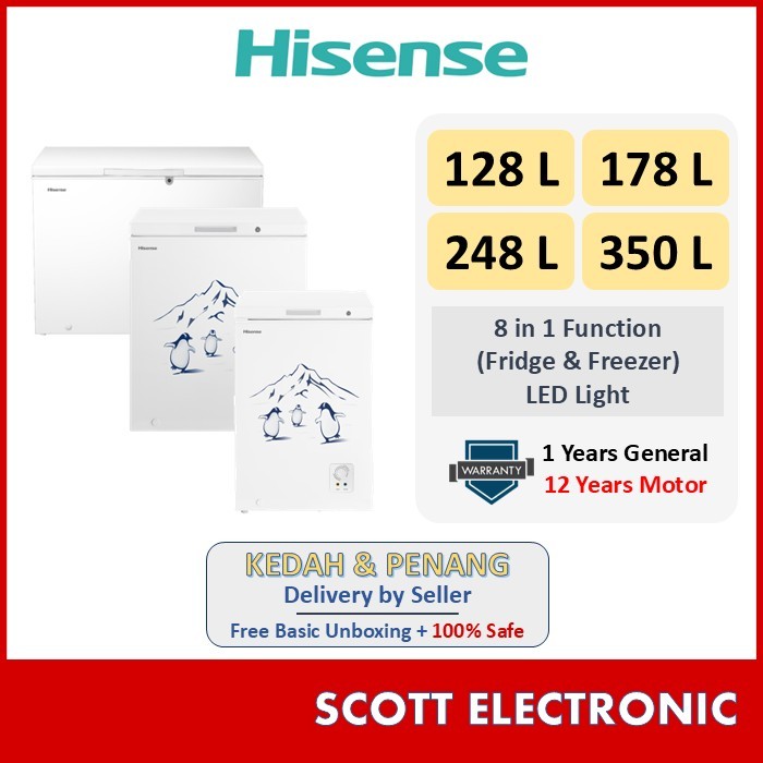 (Deliver Seller Penang & Kedah) Hisense 128L 178L 248L 300L 350L Chest Freezer Freezer Beku