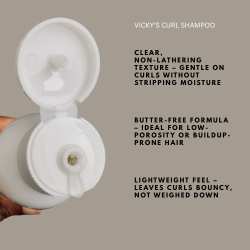 VICKY'S CURL SHAMPOO - SUITABLE FOR WAVY TO CURLY HAIR (JASMINE & ROSE GERANIUM) 250ML