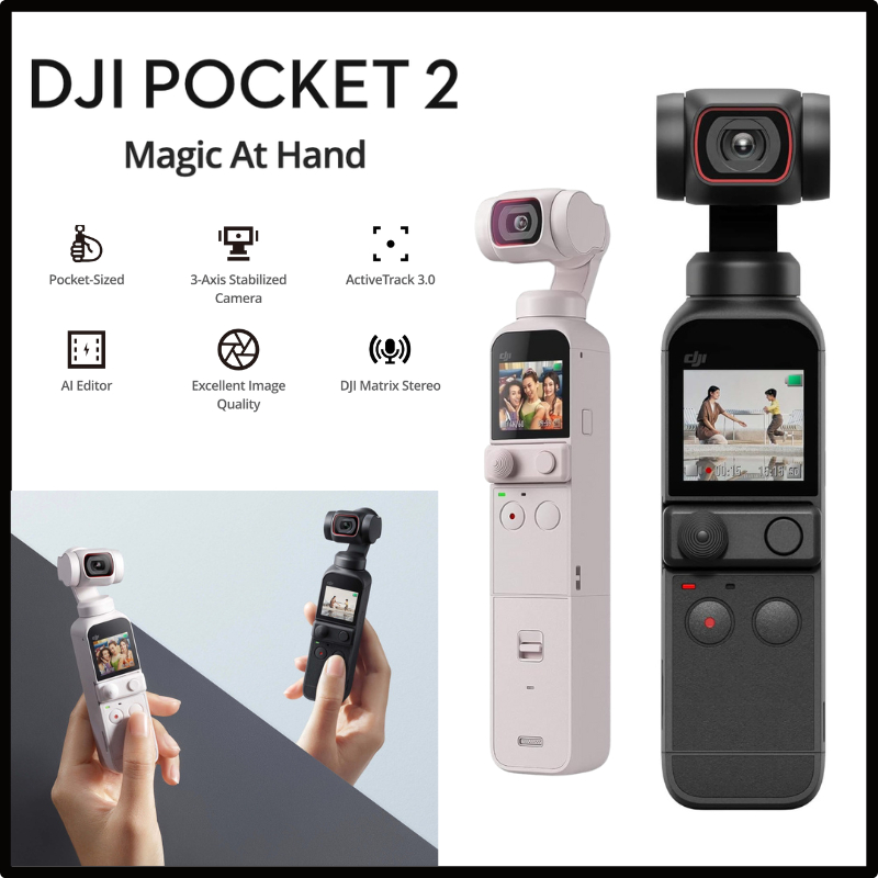 DJI Pocket 2 vlog camera 3-axis gimbal Handheld stabilizer 4K camera 1/1.7-inch CMOS 64MP photos Face tracking Compatible with Android & iPhone Portable video camera Black/White [Direct From JAPAN]
