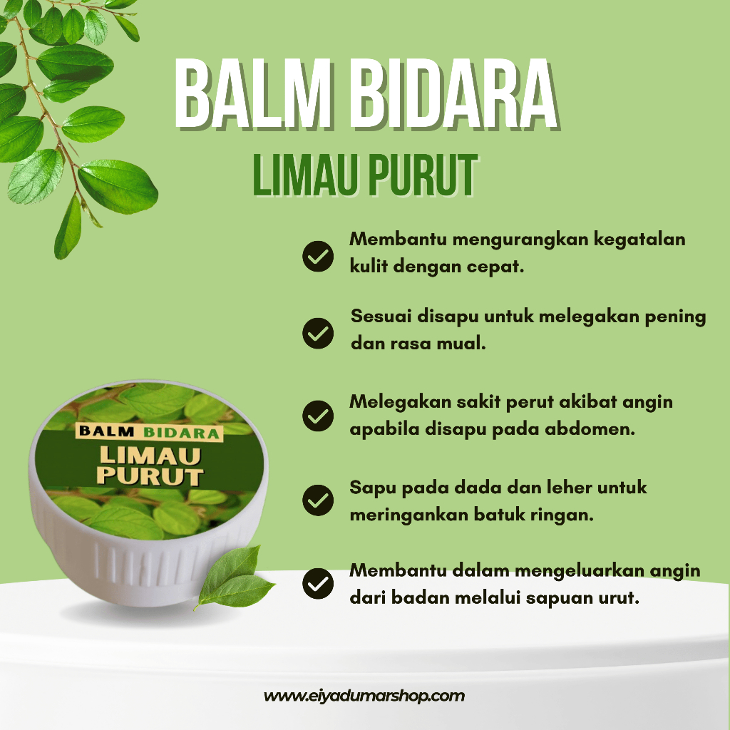 Balm Bidara Asli Limau Purut Buang Angin Oil Bam Baby Telon Batuk Selsema Angin Ruqyah Migrin Pain Mom Lemon Batuk Demam