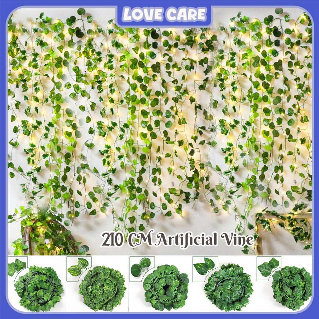 2.1M Artificial Fake Vine Ivy Plant Silk Green Leaf Artificial Leaves For Festival Wedding Party