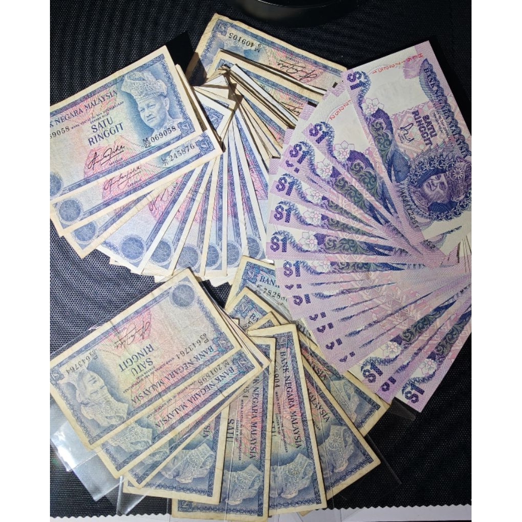 Satu Ringgit [1967-1996 Siri 1-7] Koleksi Commemorative Notes $1 Duit lama Kertas wang Bank note