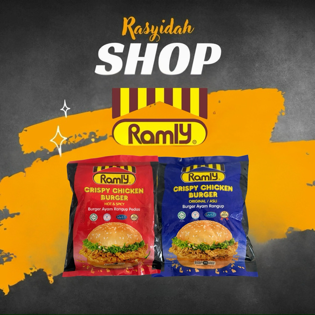 ‼️CRISPY CHICKEN BURGER RAMLY ORI/ HOT&SPICY 400G ‼️