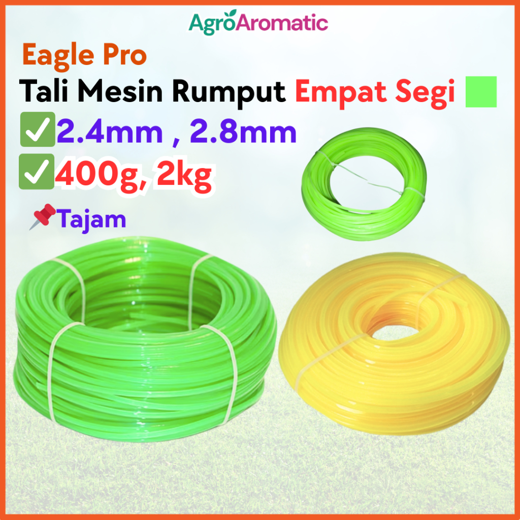 Eagle Pro 400g 2KG 2.4MM 2.8MM Square Trimmer Line Tali Mesin Potong Rumput Trimmer Line Brush Cutter