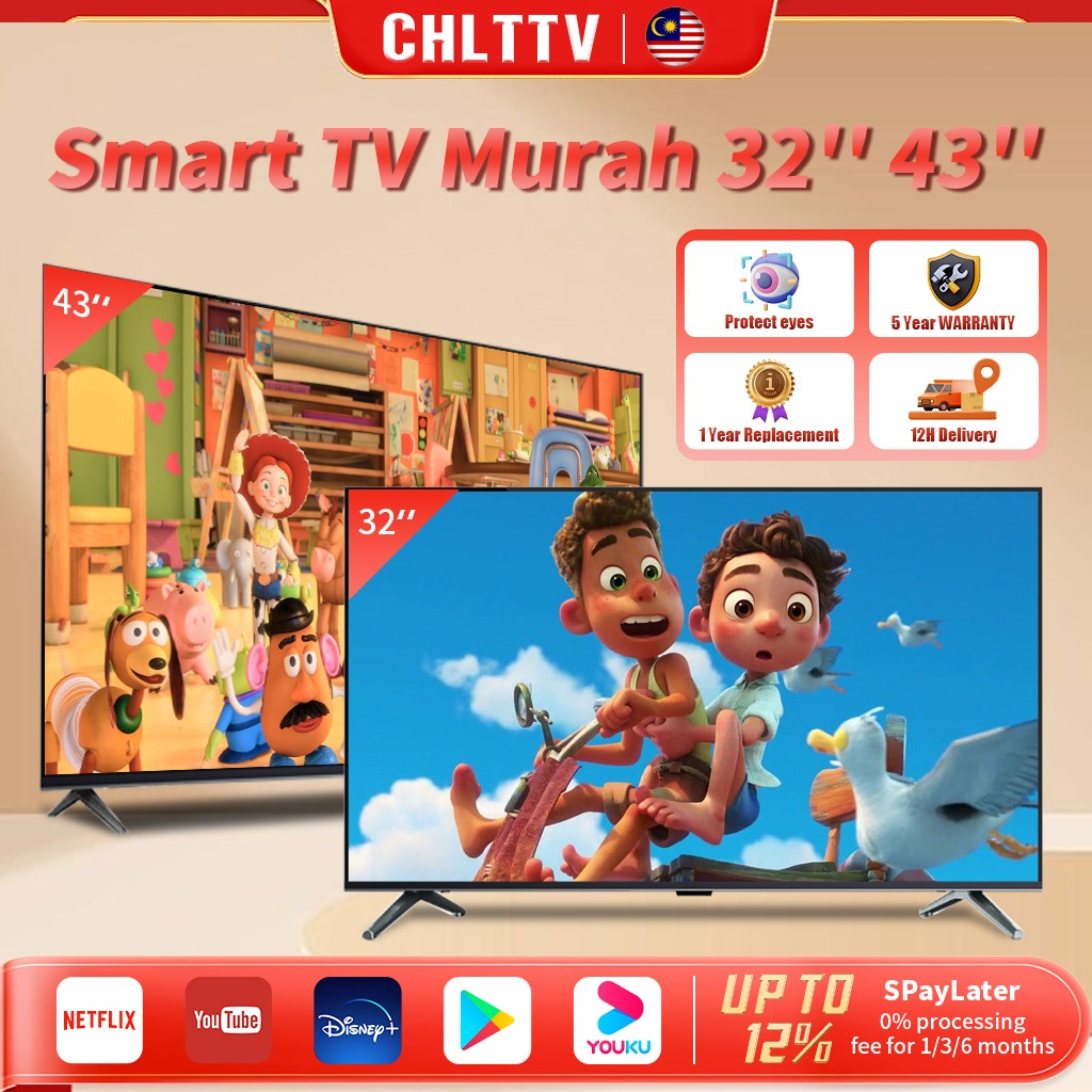 [PROMO] TV 32 inci Televisyen Smart TV murah 43 inch Android TV 2+16G FHD CHLTTV Led tv WiFi 超薄 智能 电视机 Waranti 5 tahun