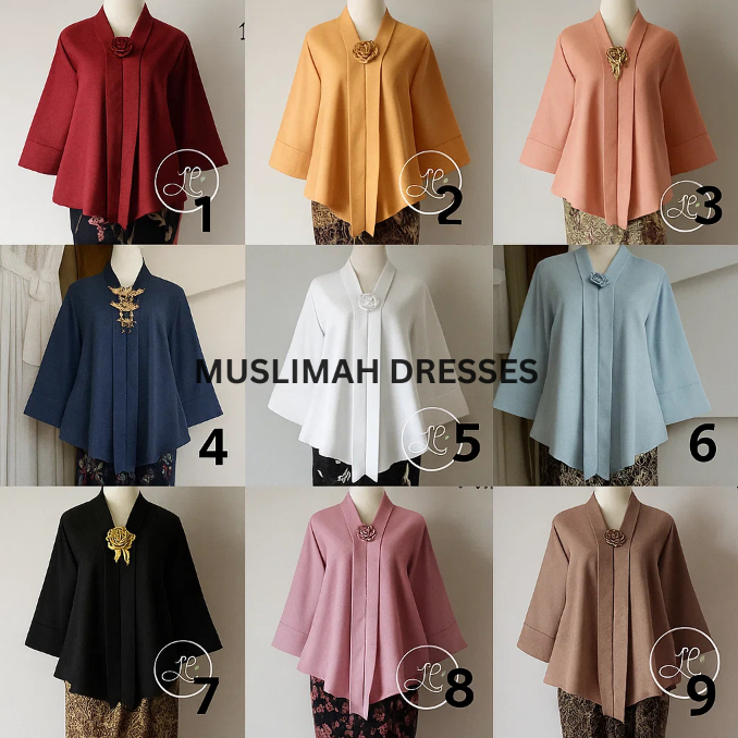 MODERN KEBAYA TOP-BROCADE KEBAYA TOPS KARTINI- VARIOUS COLORS. NEW COLLECTION HOT SELLING READY STOCK FOR WOMEN