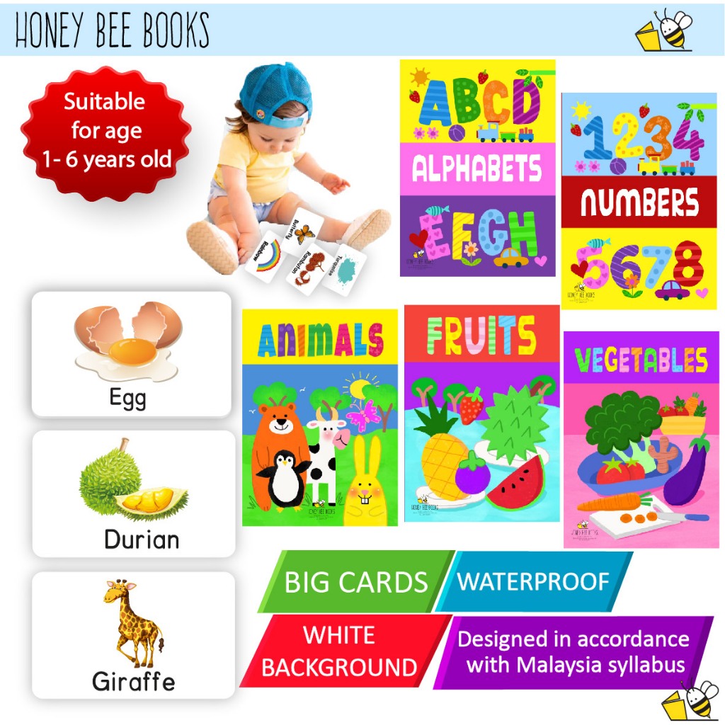 | Honey Bee Books | Fun & Colourful Flashcards for Kids Early Learning Preschool