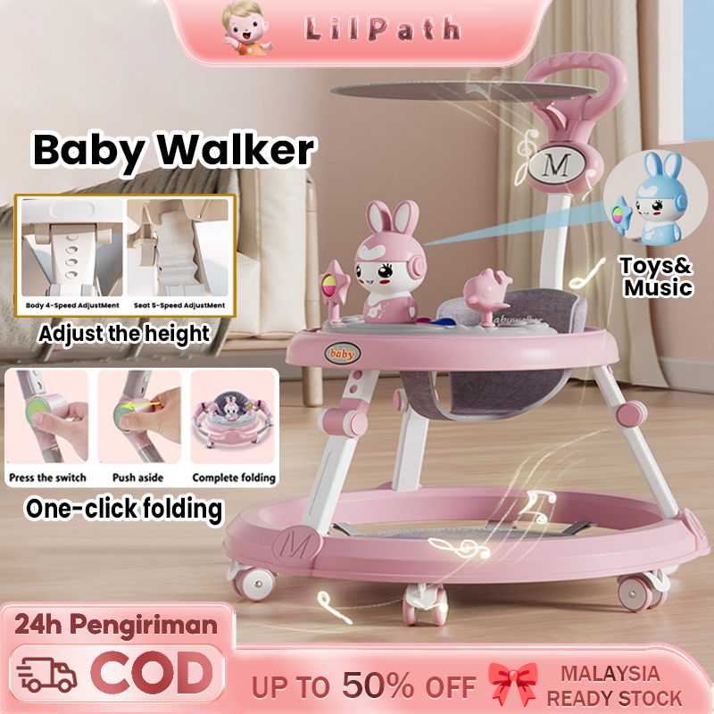 Walker baby Height Adjustable Anti-fall walker Foldable with Music multifunction Safety baby Walke