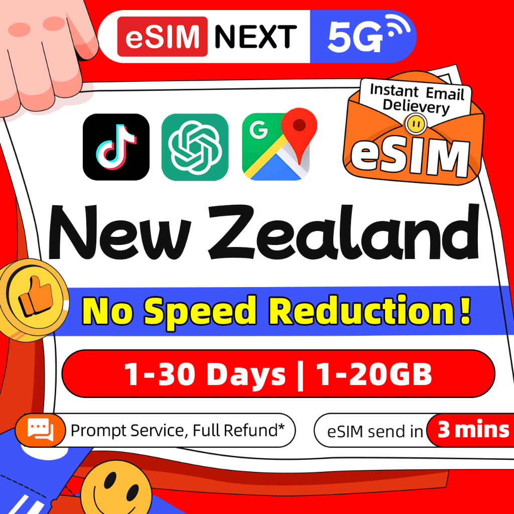 【New Zealand eSIM】【🔥5G】【TT & ChatGPT】 Unlimited Data 1-30Days  | Vodafone Travel Prepaid Sim 新西兰上网卡