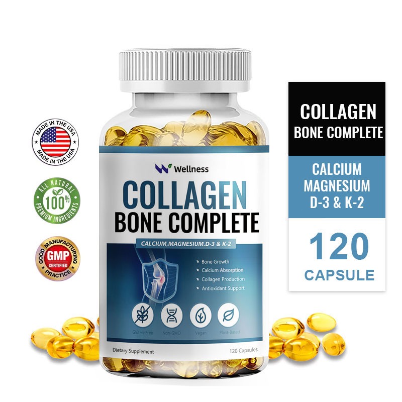 Wellness Collagen Bone Complete Integrity Supplement Calcium Magnesium D3&K2 Bone Growth Calcium Absorption Joint