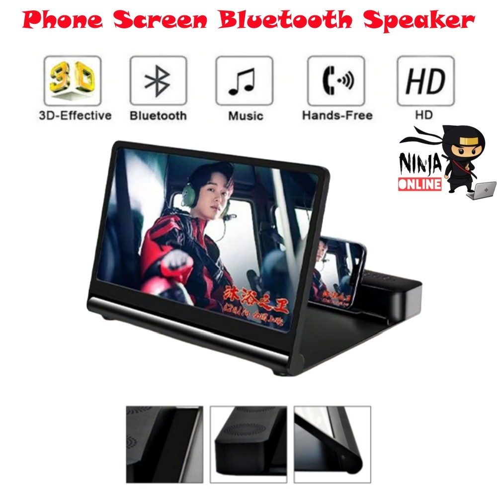 F12 6D 12 inci Penguat Skrin Telefon Mudah Alih Pembesar Pembesar Suara Bluetooth Stereo Boleh dicas semula Besarkan