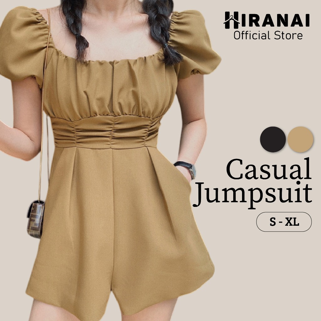 Jumpsuit Woman Casual Dress Overall Wanita  Romper Women A Line Kasual Polos Kerah Persegi