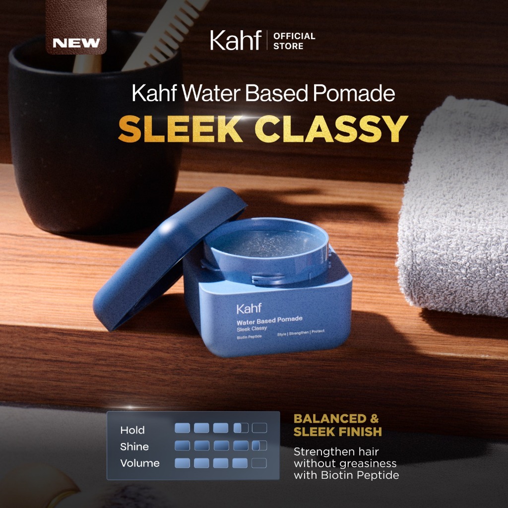 Kahf Sleek Classy Water Based Pomade -12h Strong Hair Styling Product - Easy Wash Easy Application - Minyak Rambut