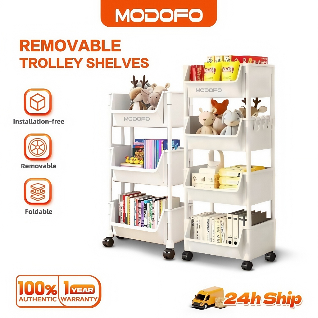 MODOFO 3/4/5 Tier Trolley Cart Storage Rack With Wheels Home Storage Shelf Movable For Room Kitchen