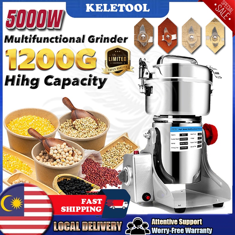 1200G Mesin Pengisar Rempah Serbuk Kisar Cili Kering Grinder Machine Stainless Steel Big Capacity Dry Food Powder Crushe