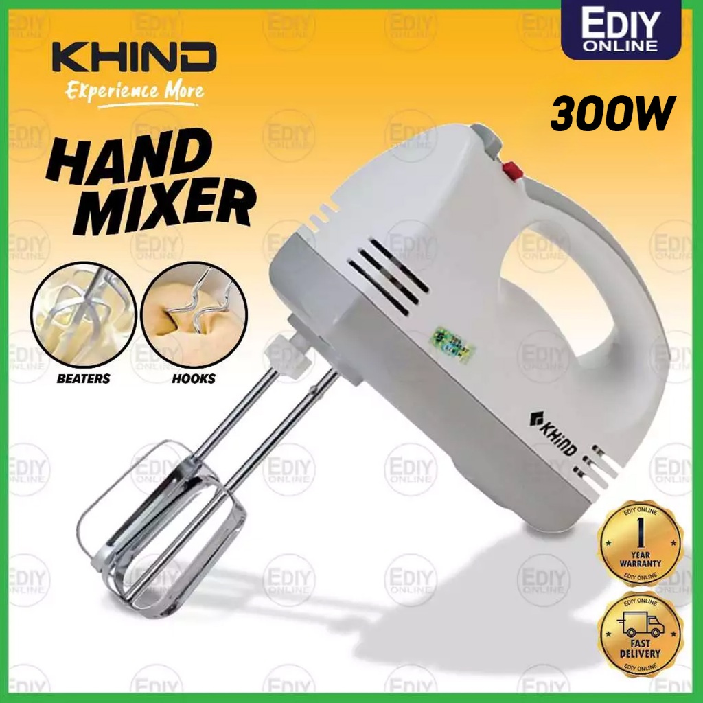 Khind HM360 Hand Mixer 300W Turbo With 6 Speed Thermal Fuse Protection Bakery Cake Baker Bread Pengadun Tepung Kuih Kek