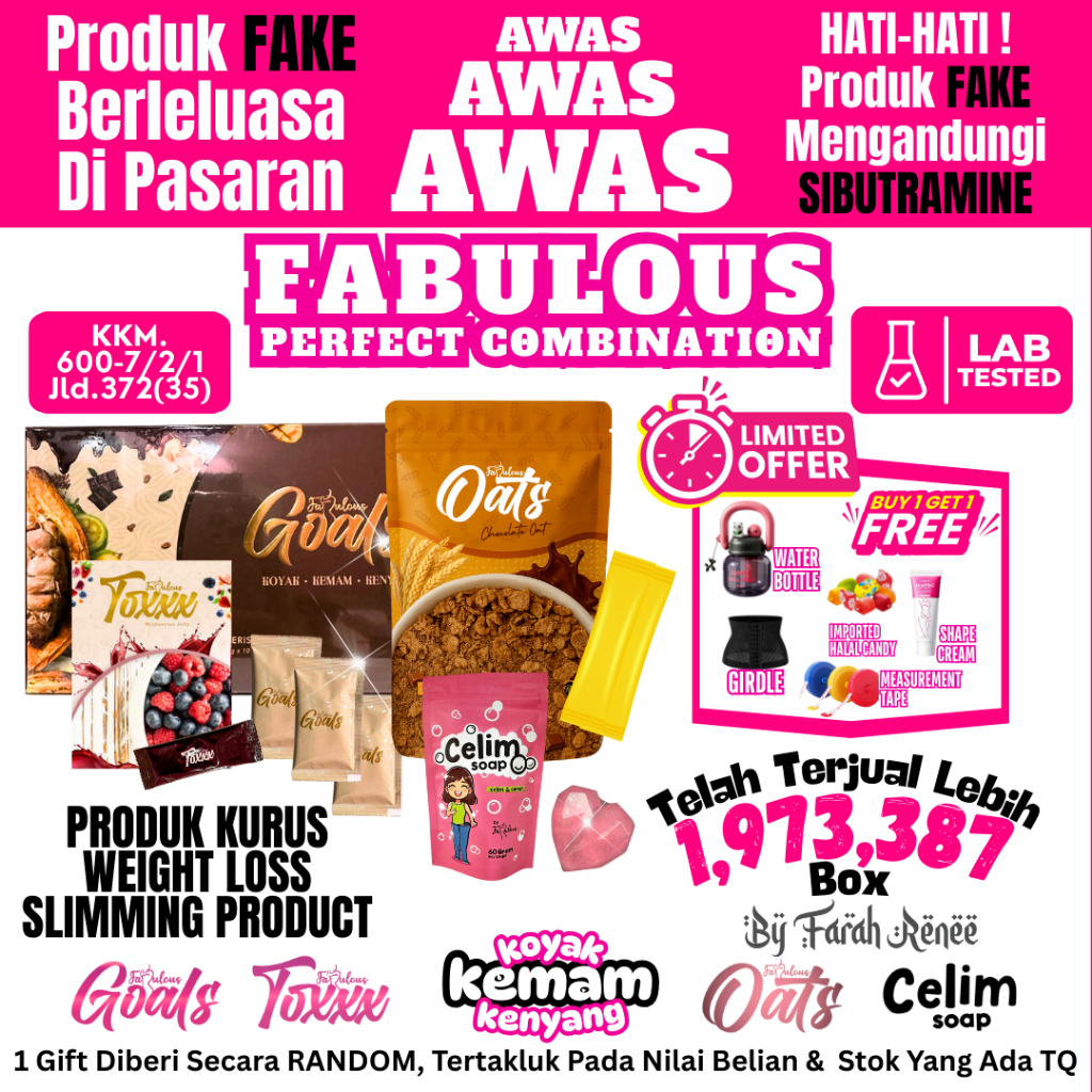 Fabulousboom Fabulous Boom Ubat Kurus Badan Weight Loss Supplement Lulus KKM Oat Meal Replacement