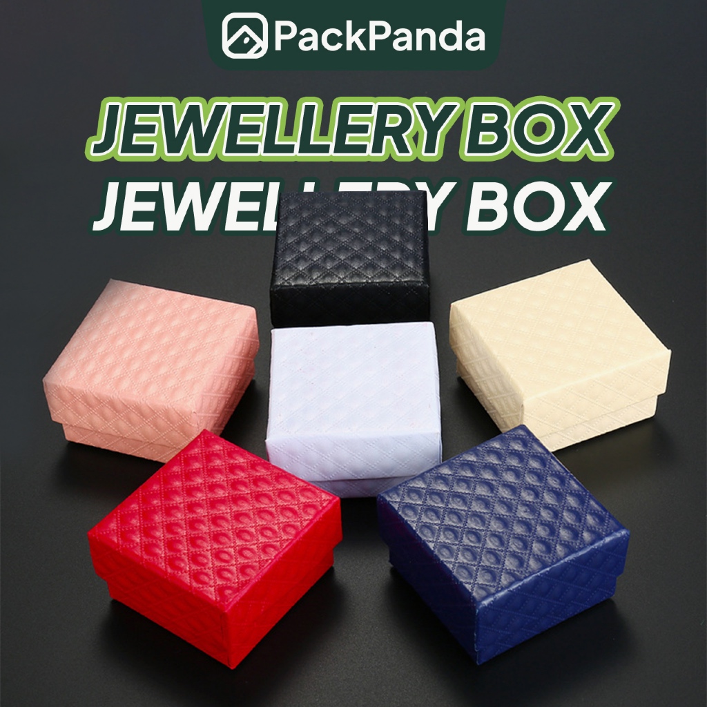 Kotak Barang Kemas Jewellery Box PU Leather Hadiah Organizer Diamond Texture Anting Cincin Kalung