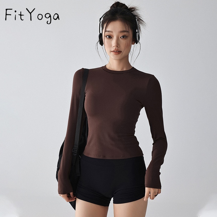 FitYoga Quick-Dry T-Shirt Outdoor Hiking Base Layer Crew Neck Long-Sleeve Sports Running
