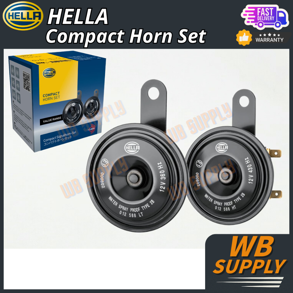 HELLA Classic Disc Horn Set 12V (1 Pair) Dual Tone Car Horn Loud Durable Universal Vehicle Horn HON KERETA