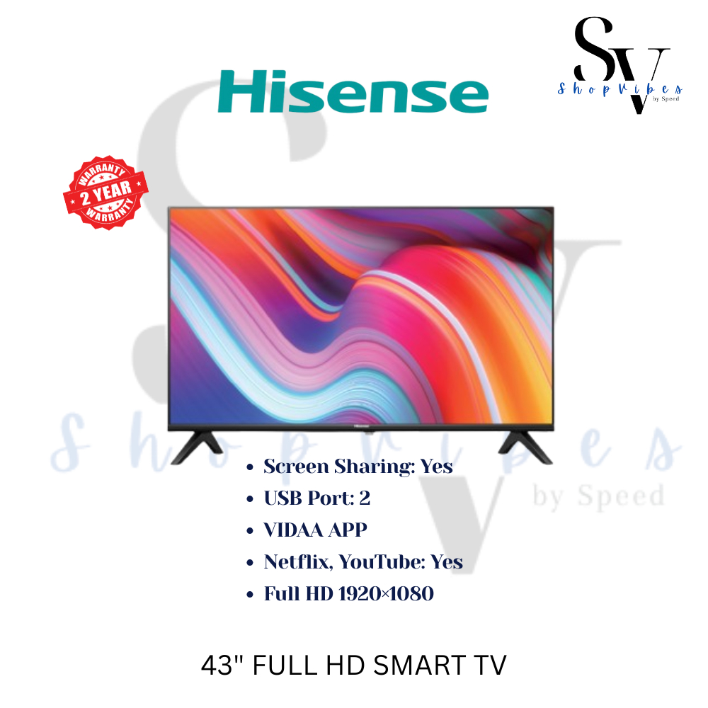 Hisense 43" Full HD/ HD Smart TV 43A4Q Television YOUTUBE NETFLIX
