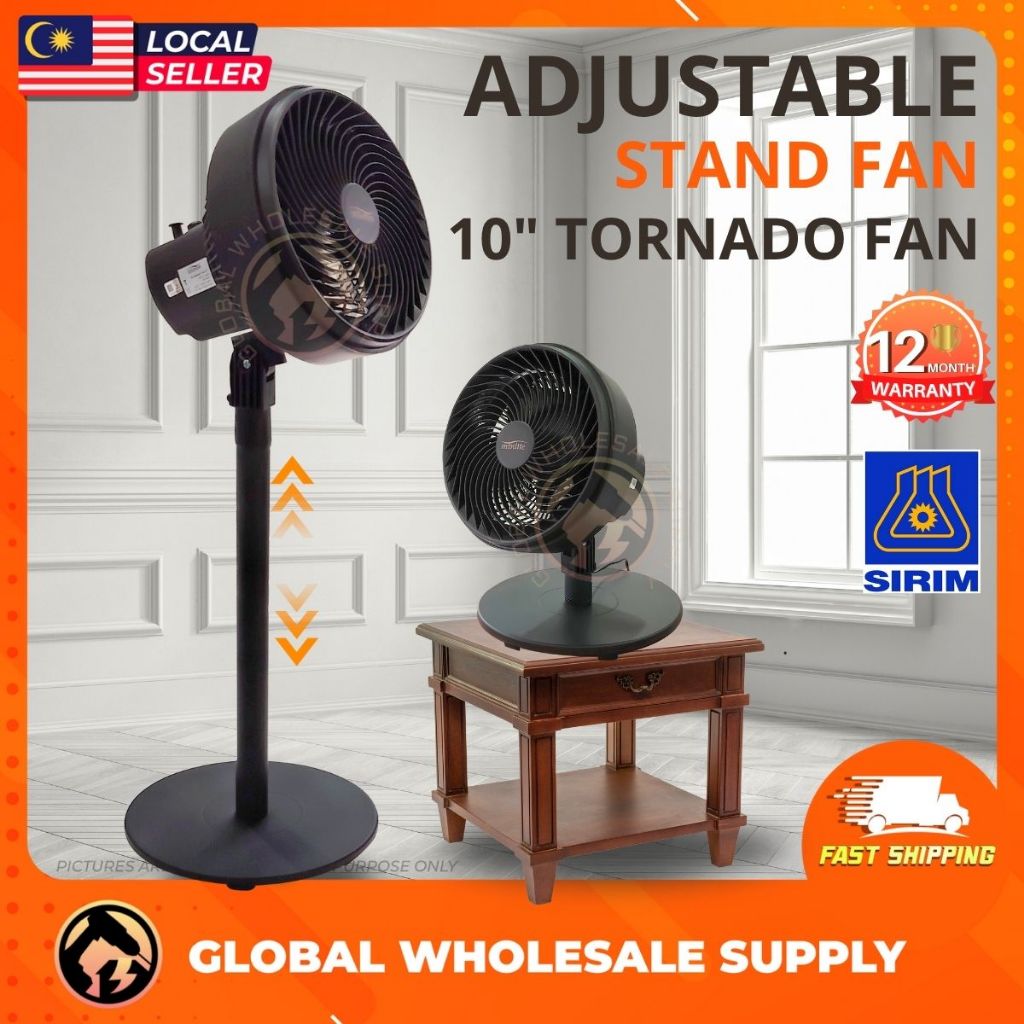 🔥SIRIM MINLITE TORNADO FAN🔥 10" Stand Fan Floor Fan Table Fan Kipas Meja Kipas Berdiri Kipas Angin Asrama High Speed