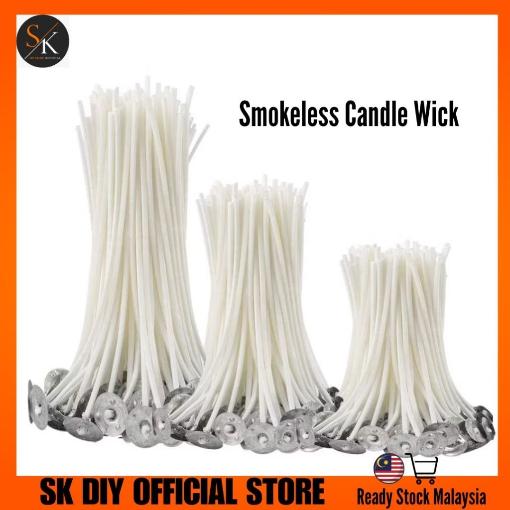 Ready Stock10pcs White Smokeless Candle Wick 100% Natural Cotton Core for Candle Making