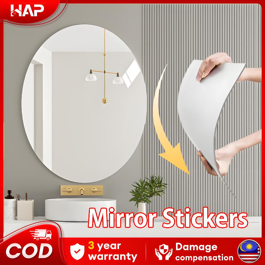 HAP - Acrylic Mirror Self Adhesive Round Mirror Bathroom Mirror HD Flexible Acrylic Cermin Wall Sticker Cermin 亚克力镜