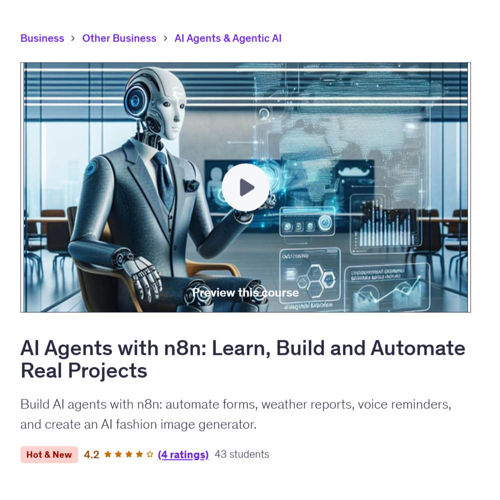 [n8n Video Course] AI Agents with n8n: Learn, Build and Automate Real Projects | Learn n8n Video Course | Ai Automation